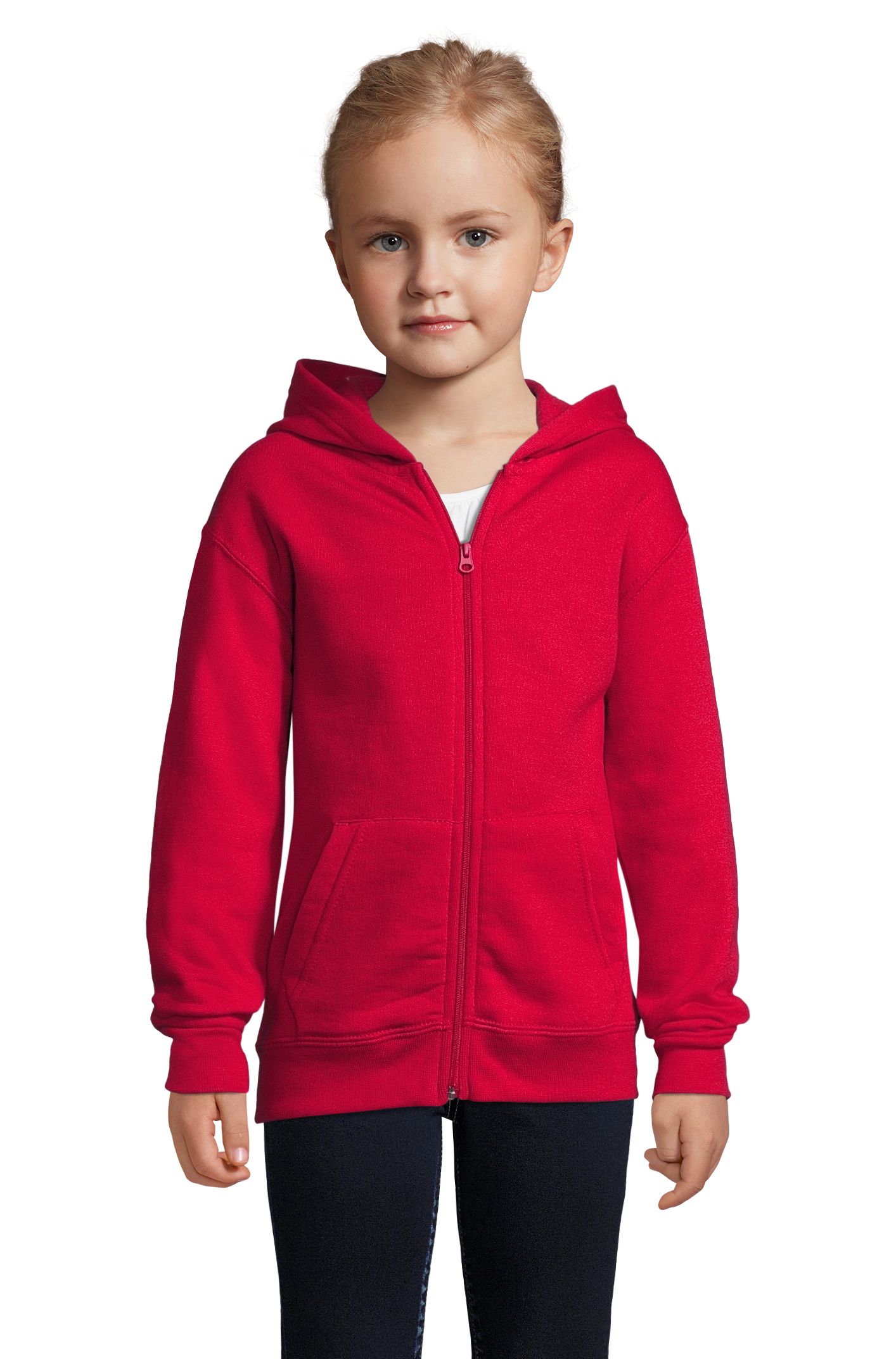 Sweat à capuche zippé pour enfants couleur pierre - 145 - ROUGE