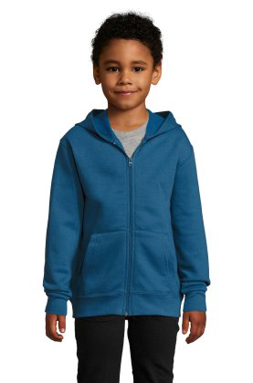 Sweat à capuche zippé pour enfants couleur pierre - 248 - BLEU ARDOISE