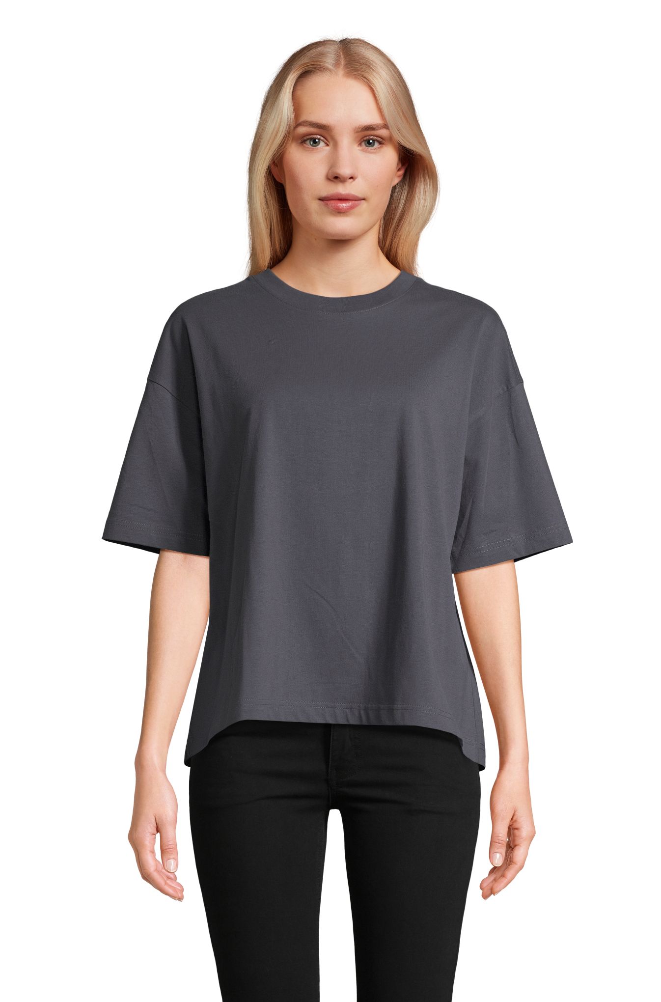 T-shirt oversize à coupe carrée pour femme - 381 - GRIS SOURIS