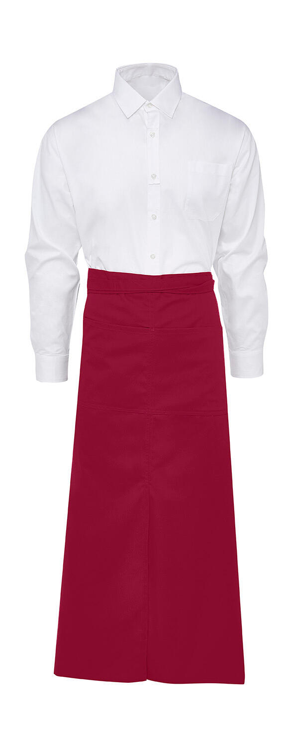BERLIJN - Lange bistroschort met split en zak - 400 - Rood