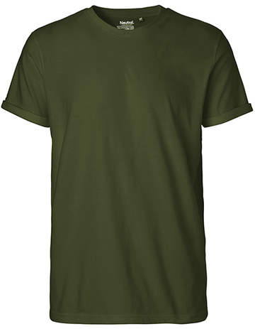 Heren T-shirt met oprolbare mouwen - 13 - Militair