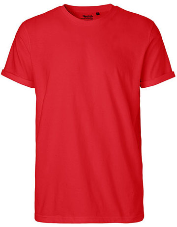 Heren T-shirt met oprolbare mouwen - 05 - Rood