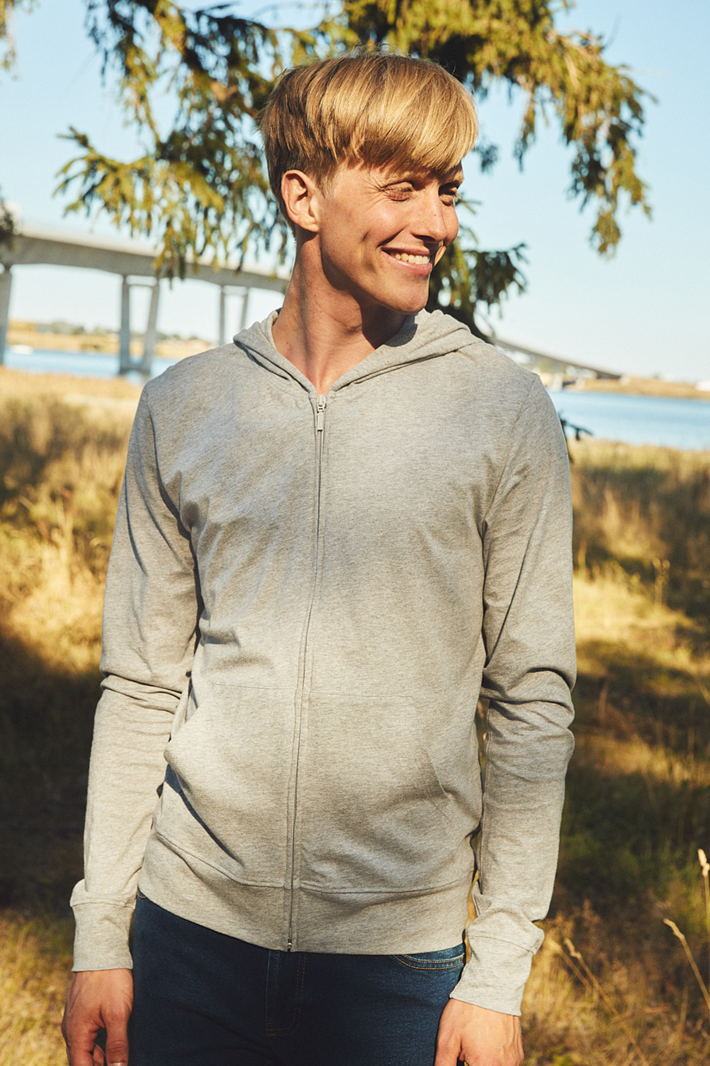 Unisex jersey hoodie met ritssluiting