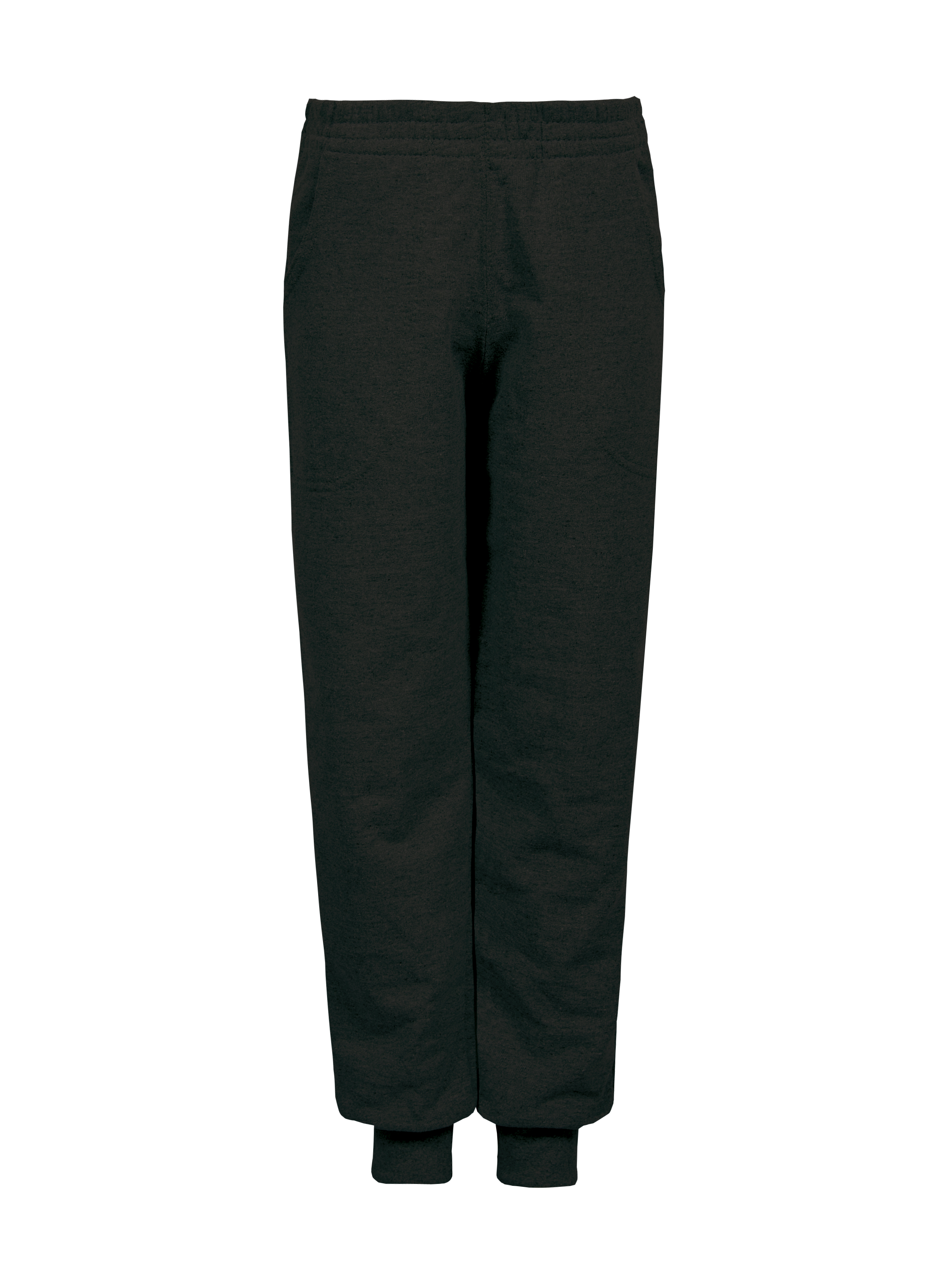 Pantalon enfant en molleton français avec bas côtelés - 12 - Noir