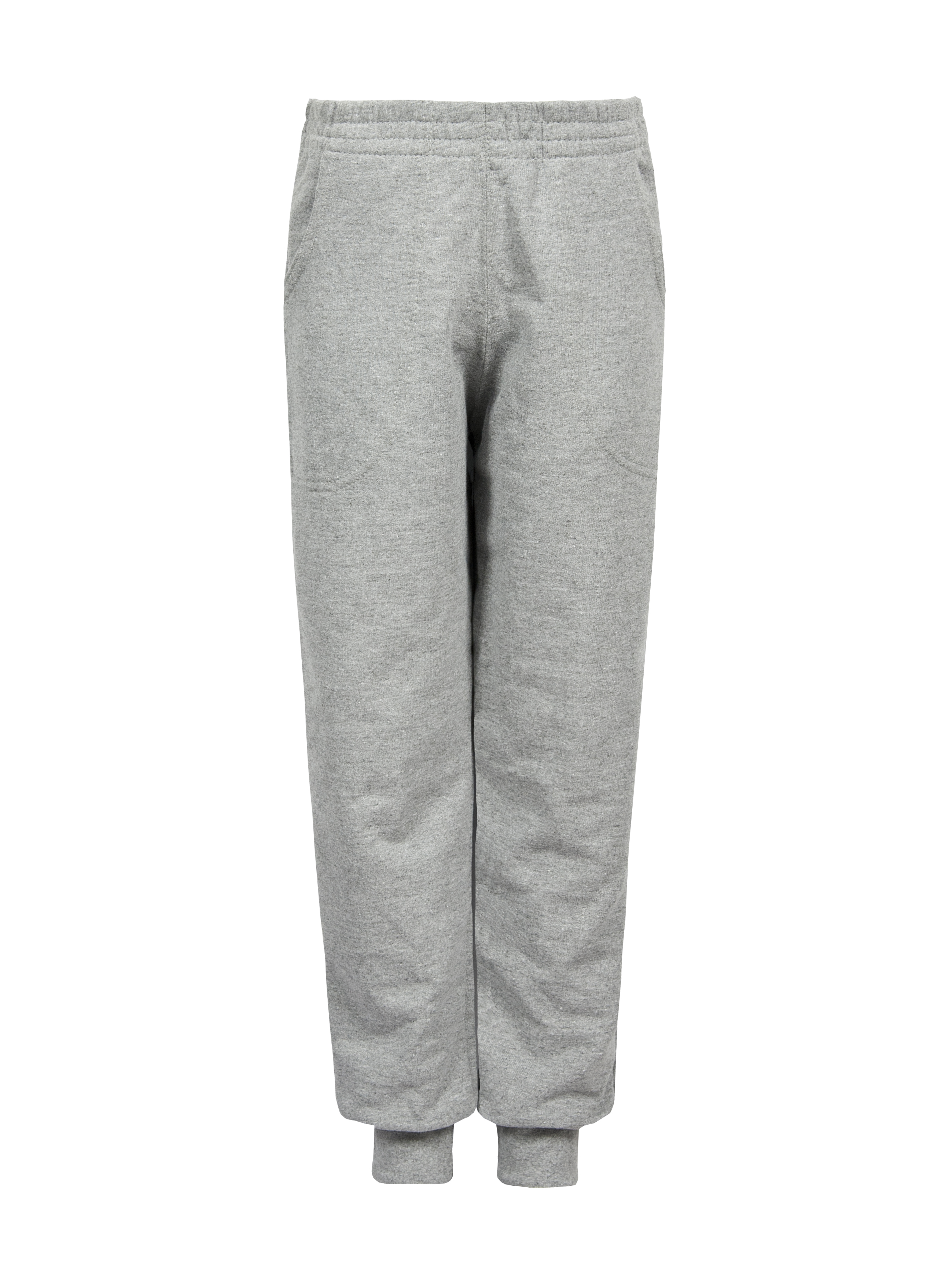 Pantalon enfant en molleton français avec bas côtelés - 75 - Cendre
