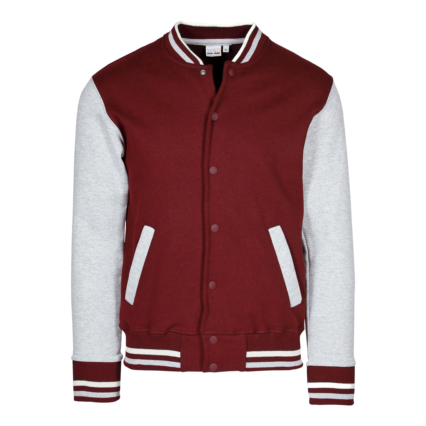 Blouson aviateur bicolore pour enfant en polaire  - 4875 - Bordeaux/Cendre