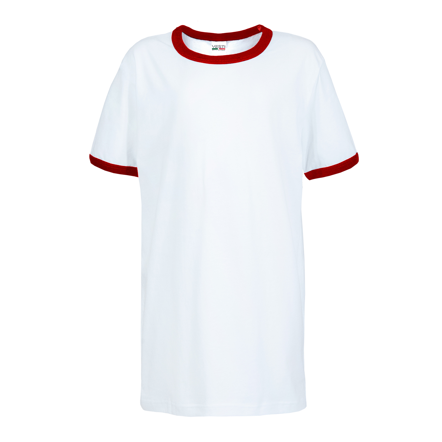 Chemise à manches courtes pour enfants - 99RO - Blanc/Rouge