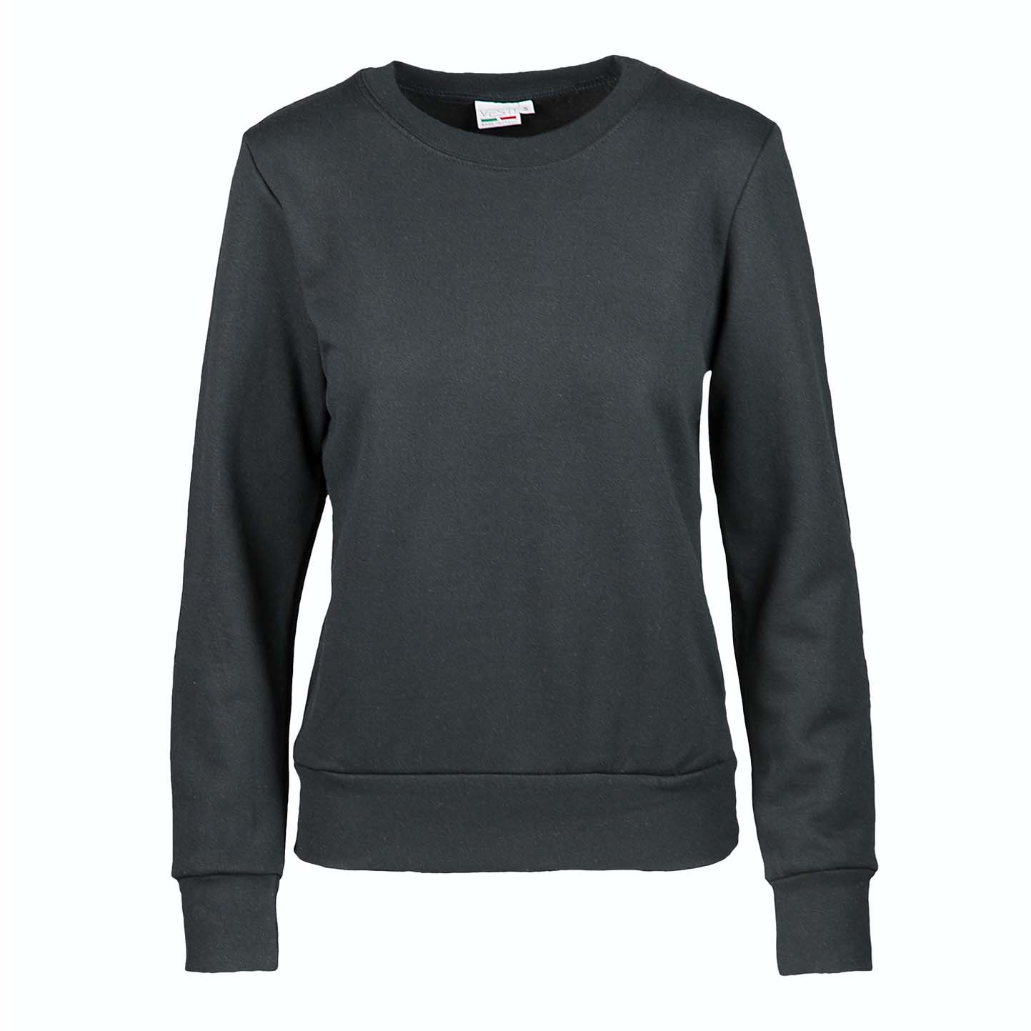 Dames sweatshirt met ronde hals van French Terry-stof - 12 - Zwart