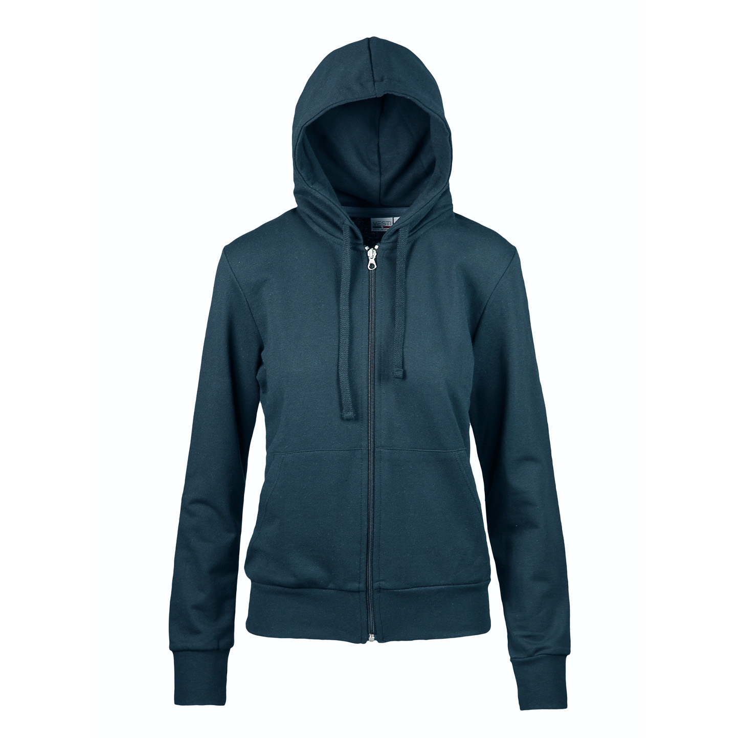 Sweat à capuche en molleton français pour femme avec fermeture éclair longue - 18 - Bleu