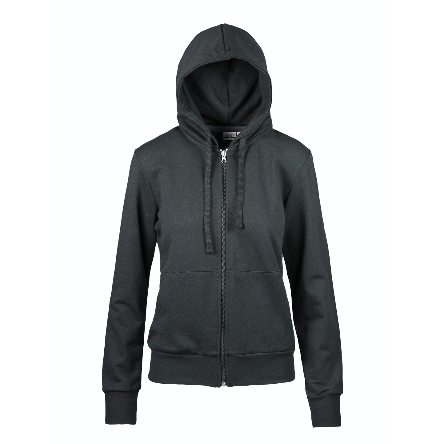Sweat à capuche en molleton français pour femme avec fermeture éclair longue - 12 - Noir