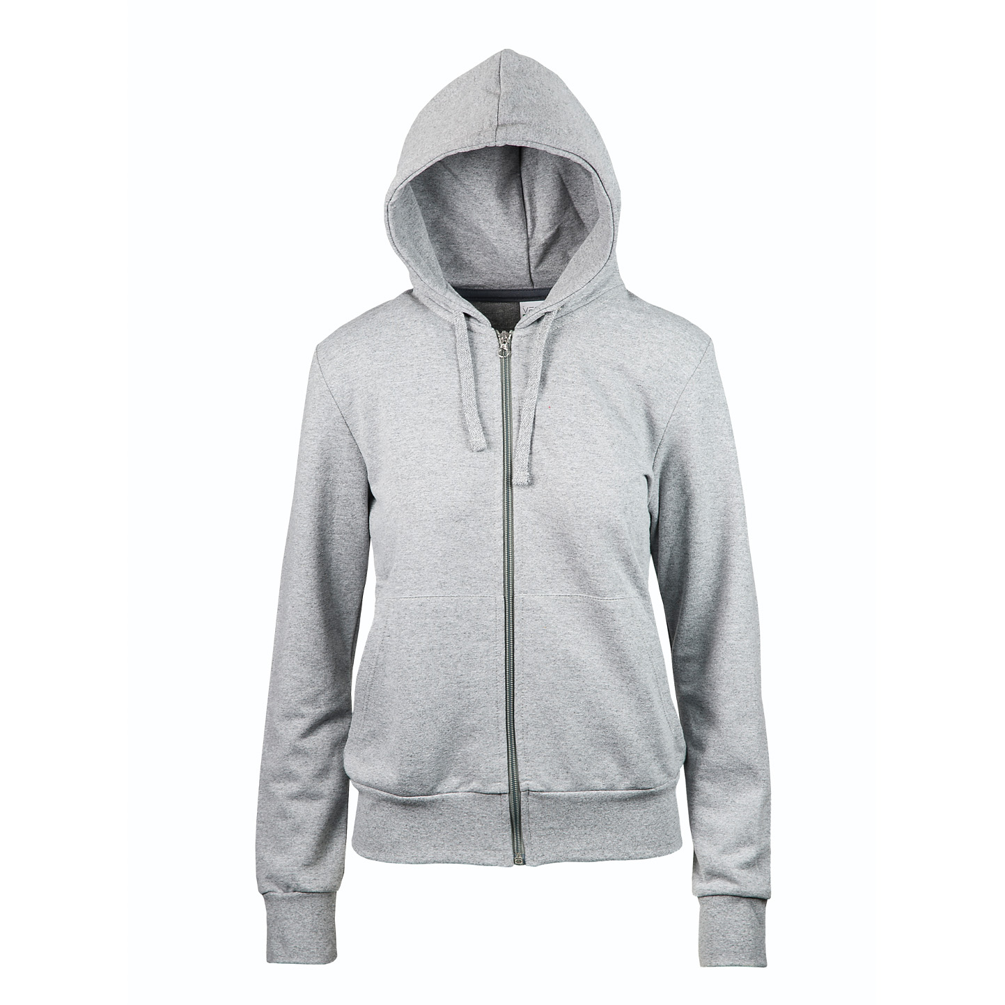Sweat à capuche en molleton français pour femme avec fermeture éclair longue - 75 - Cendre