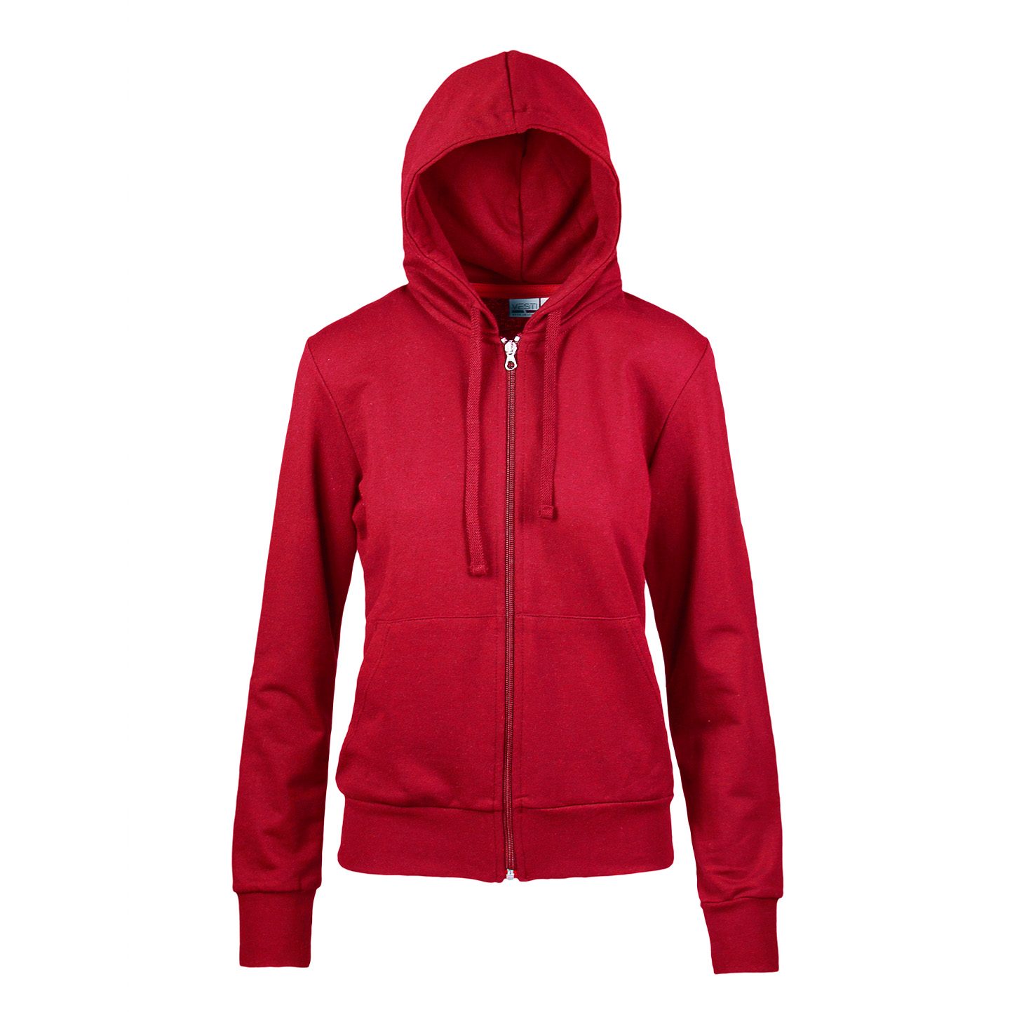 Sweat à capuche en molleton français pour femme avec fermeture éclair longue - 28 - Rouge Sport