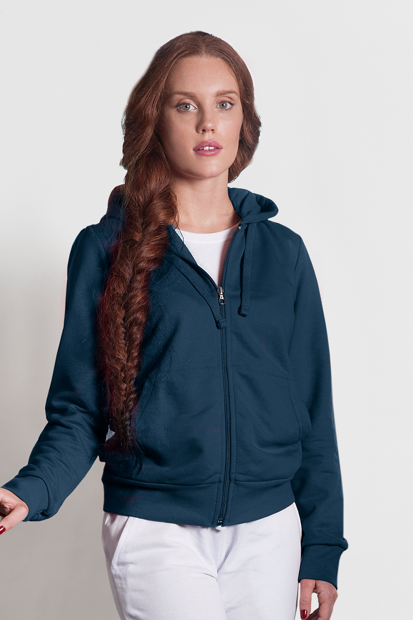 Sweat à capuche long zippé pour femme