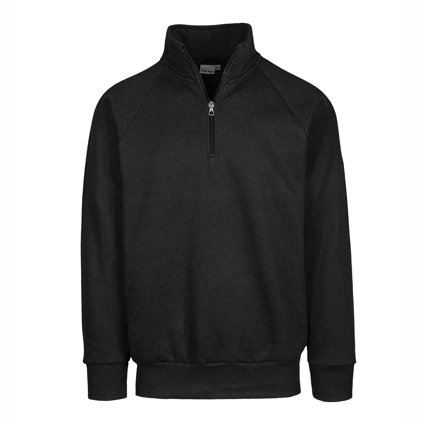Sweat-shirt à col zippé en molleton français - 12 - Noir