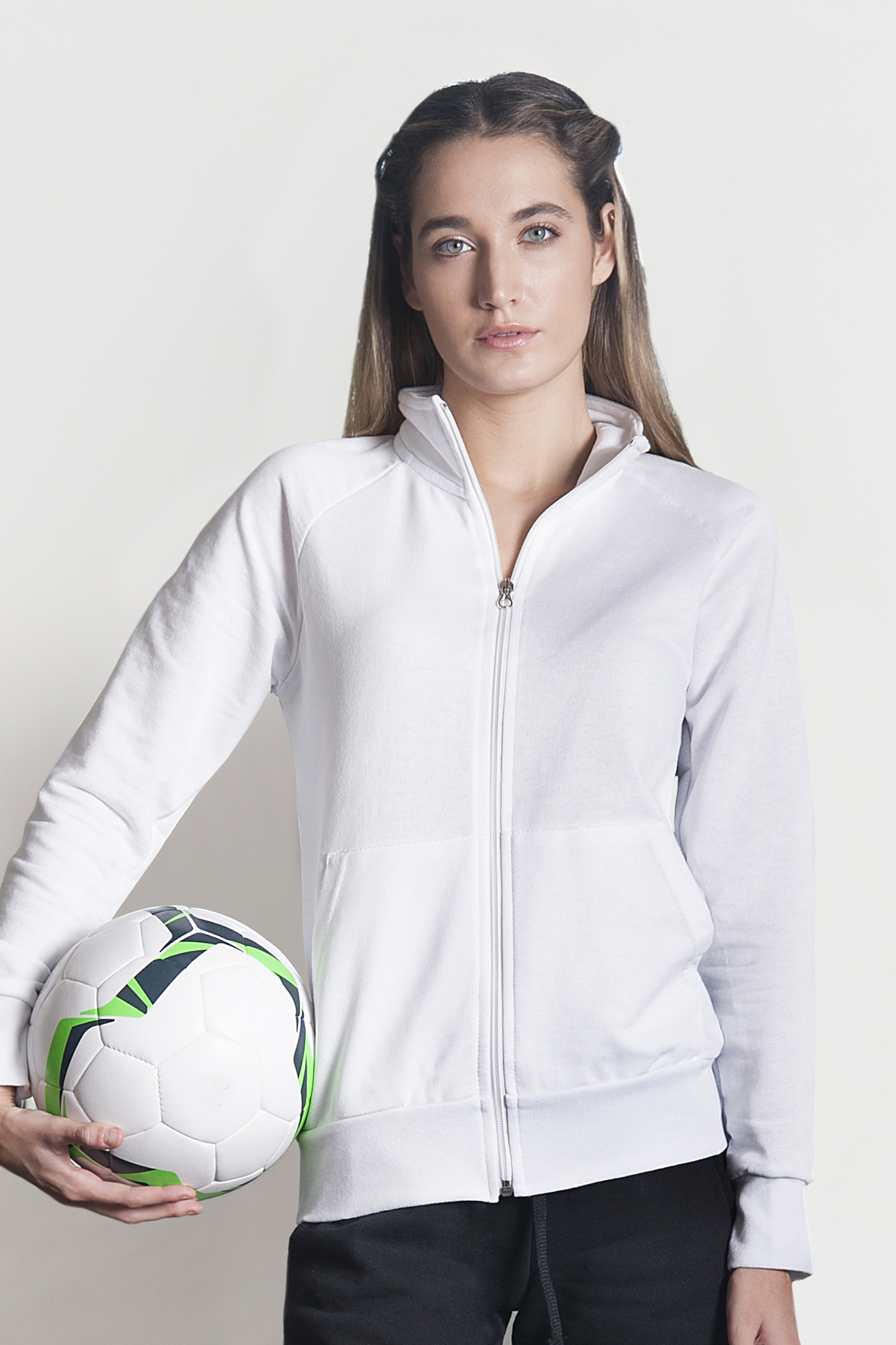Veste polaire en molleton français pour femme avec longue fermeture éclair