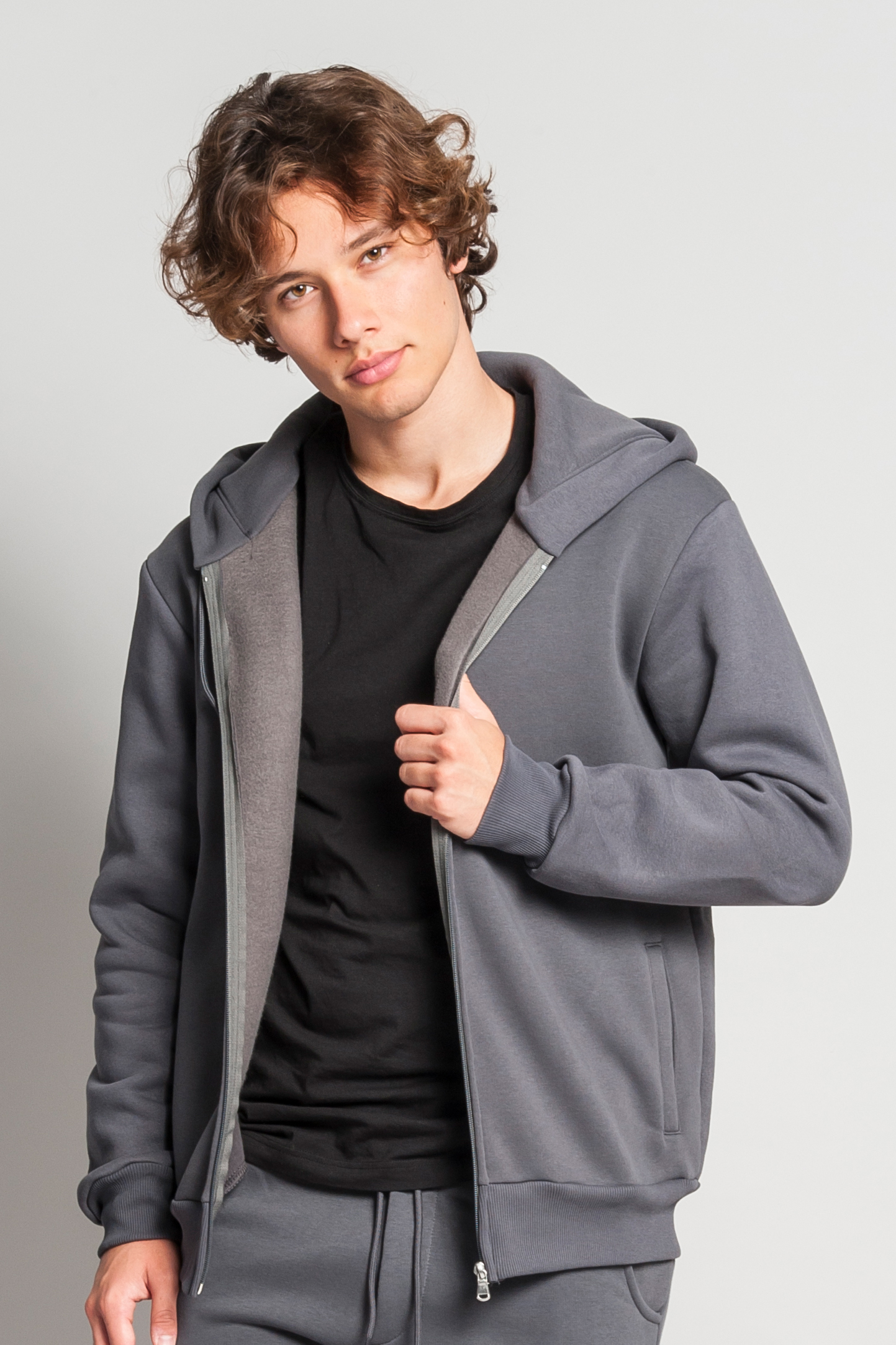 Zachte hoodie met ritssluiting