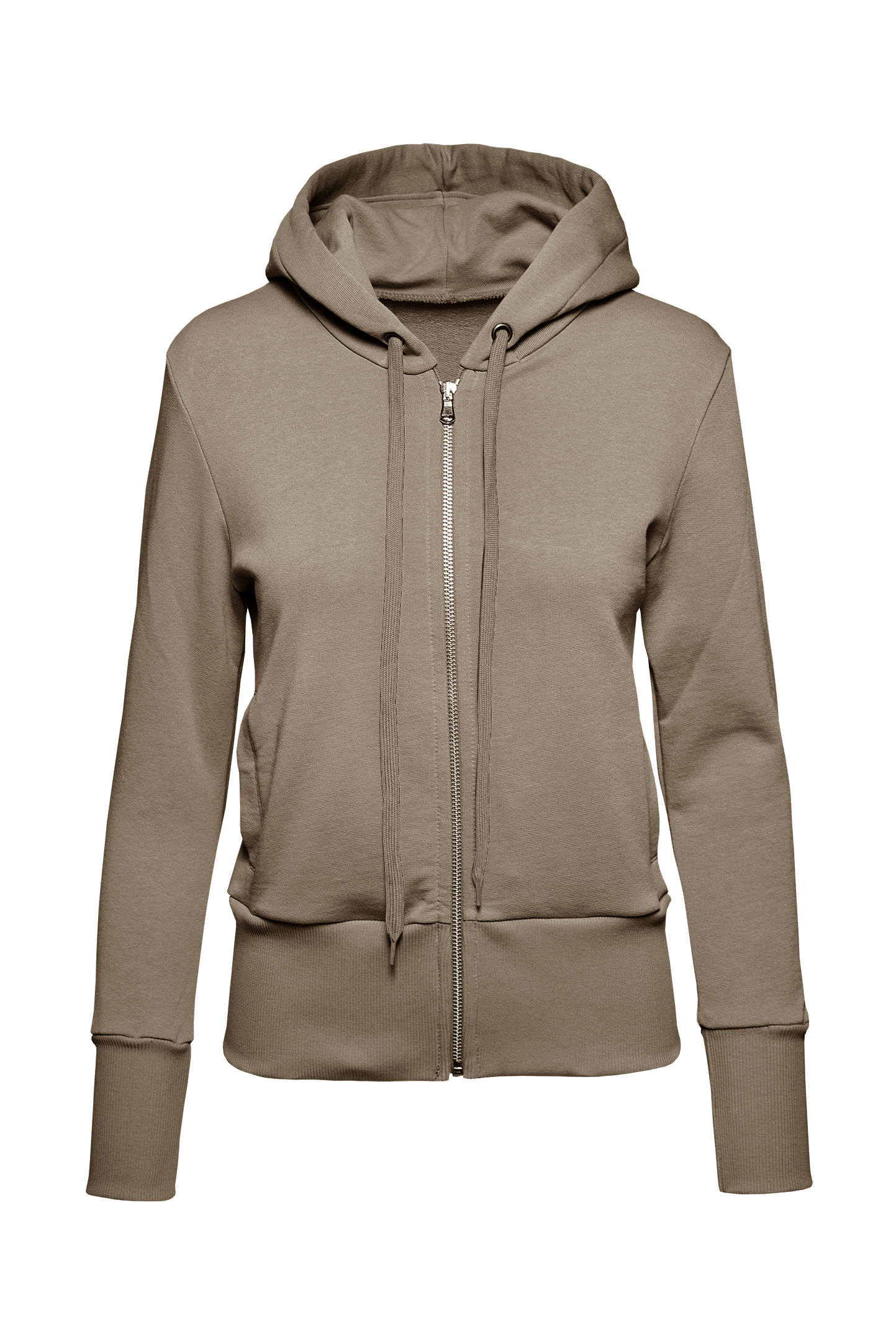 Sweat à capuche zippé doux pour femme  - TB - Tabac