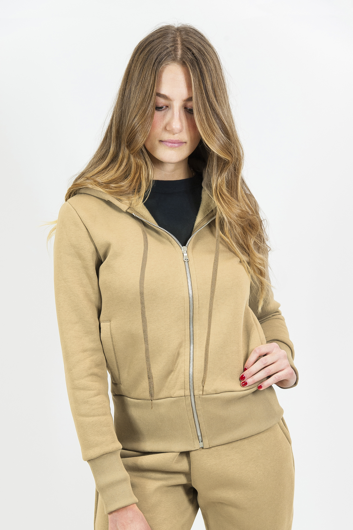 Sweat à capuche zippé doux pour femme 