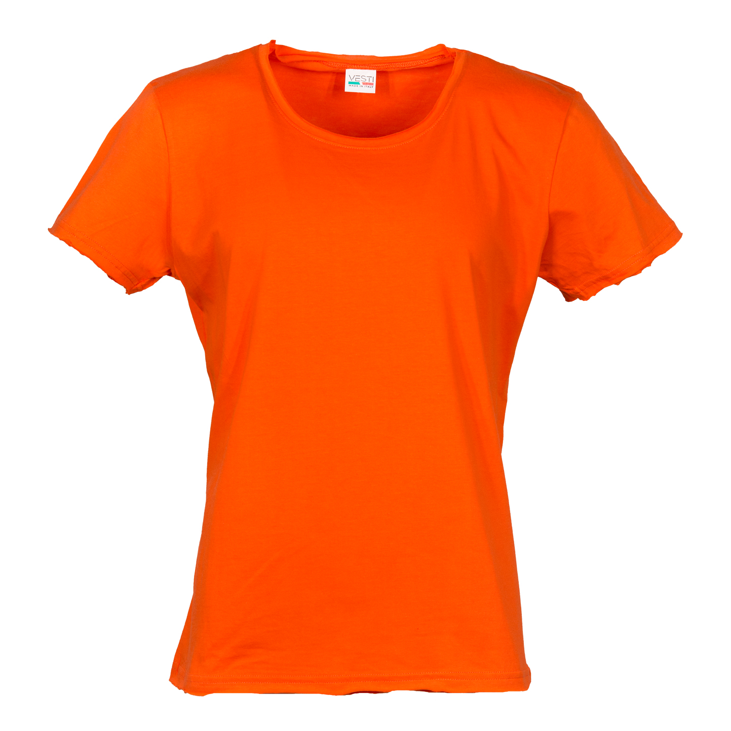 Trui met ronde hals, korte mouwen en onafgewerkte randen - OG - Oranje