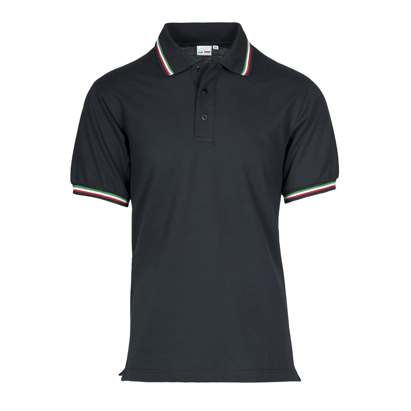 Polo à manches courtes en piqué d'Italie - 12E - Noir ECO