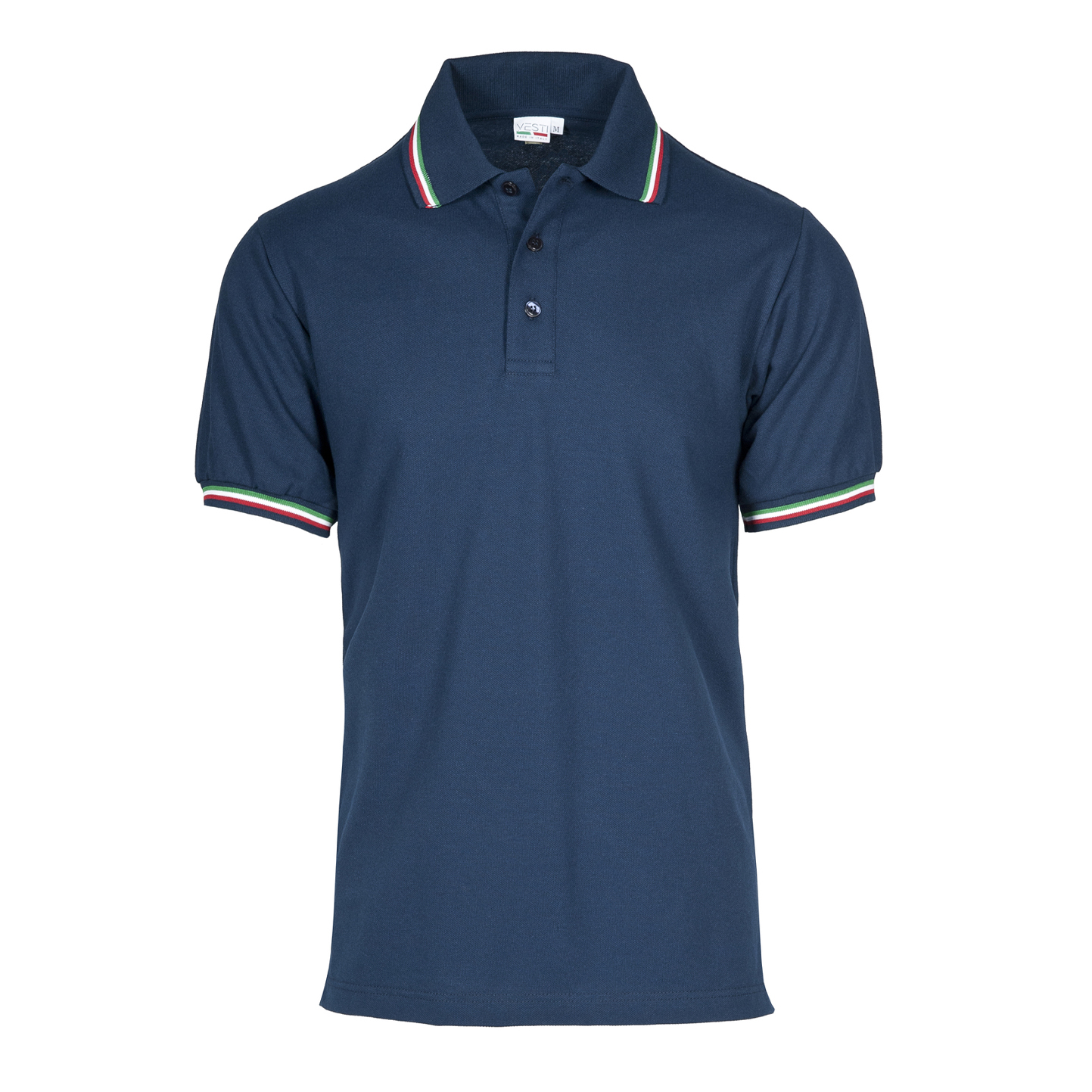 Polo à manches courtes en piqué d'Italie - 18E - Bleu ECO