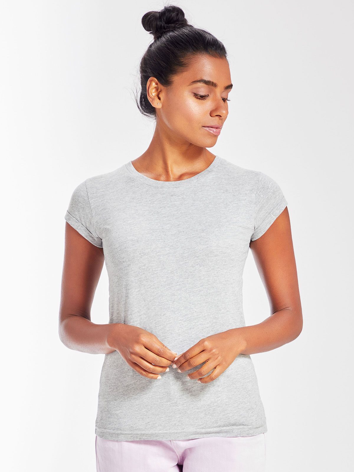 Dames T-shirt met opgerolde mouwen