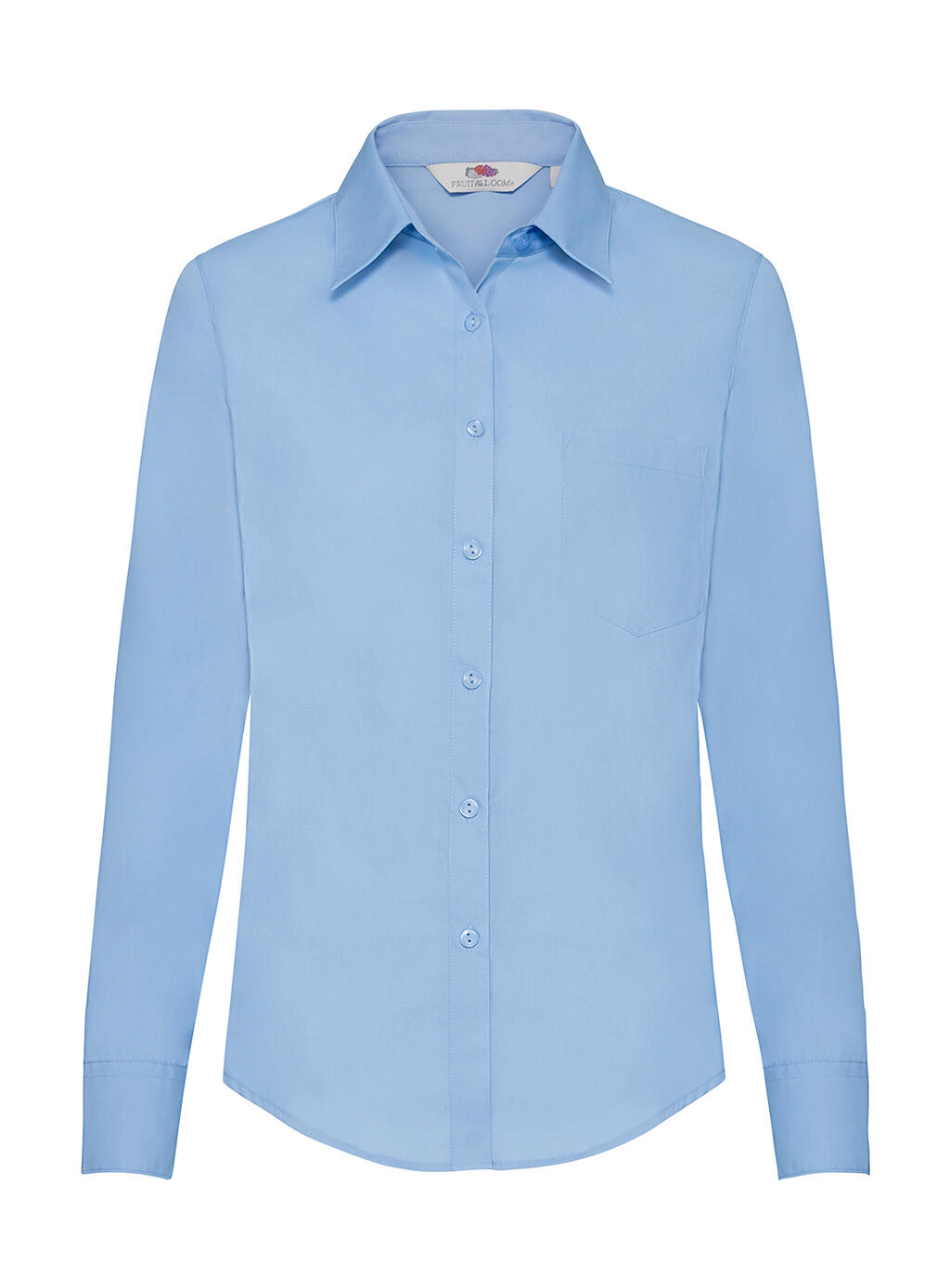 Chemise en popeline à manches longues pour femme - MU - Bleu moyen