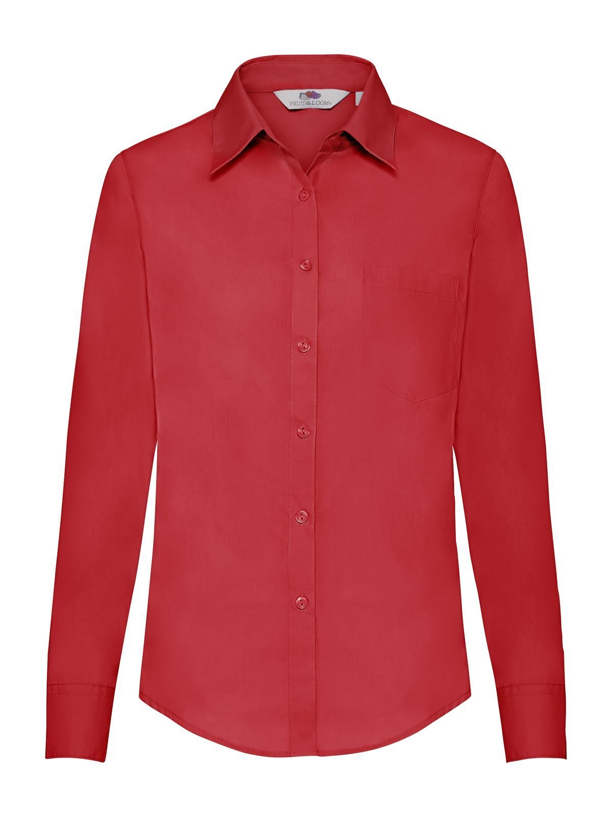 Chemise en popeline à manches longues pour femme - 40 - Rouge
