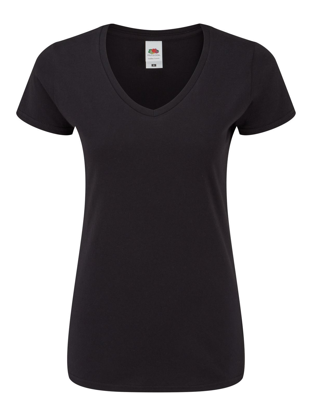 Iconisch dames T-shirt met V-hals (maat 150) - 36 - Zwart