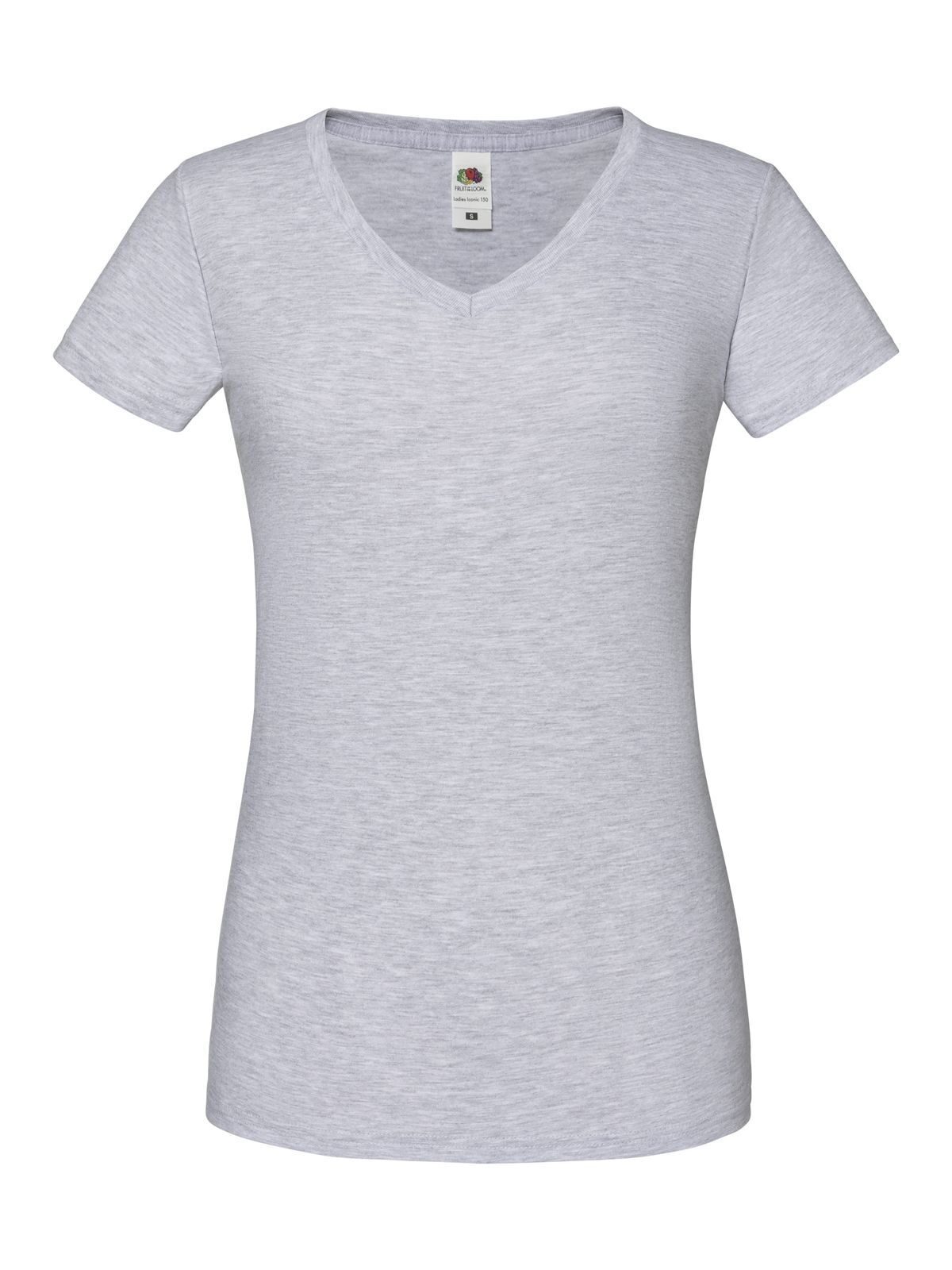 Iconisch dames T-shirt met V-hals (maat 150) - 94 - Heather Grey