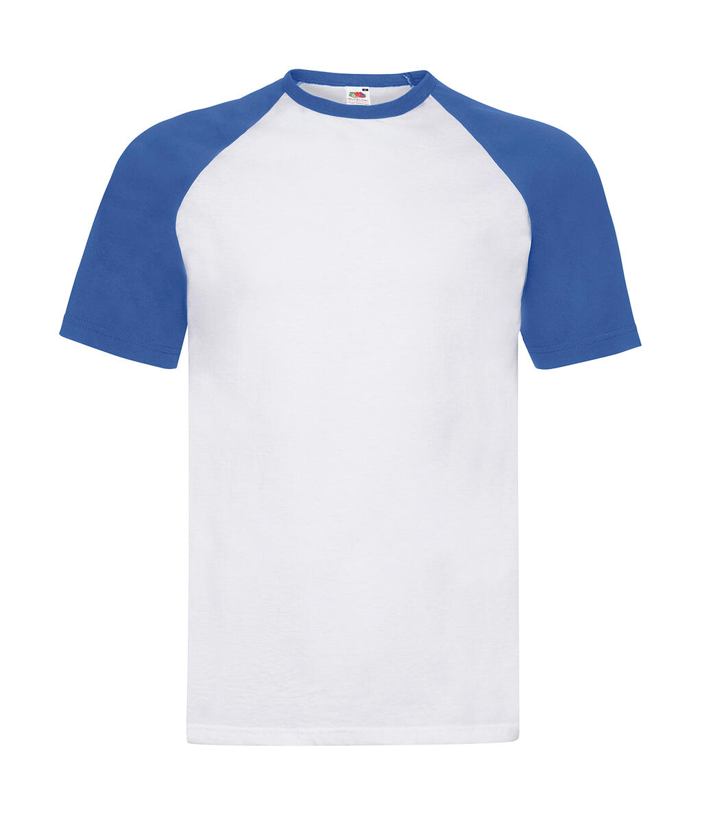 Baseball T-shirt met korte mouwen - AW - Wit-Koningsblauw