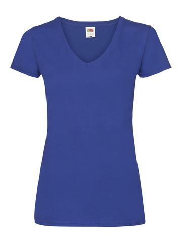 T-shirt à col en V pour femme, poids moyen - 51 - Bleu royal