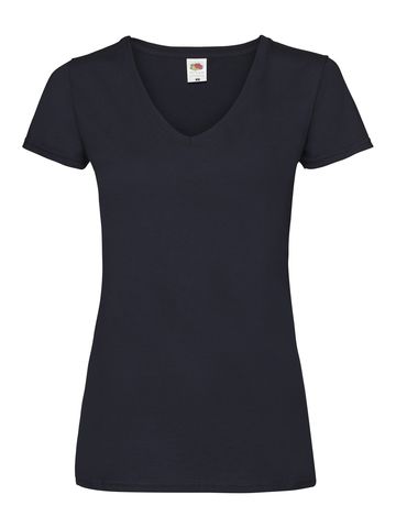 Dames T-shirt met V-hals van Valueweight-kwaliteit - AZ - Diep Marineblauw