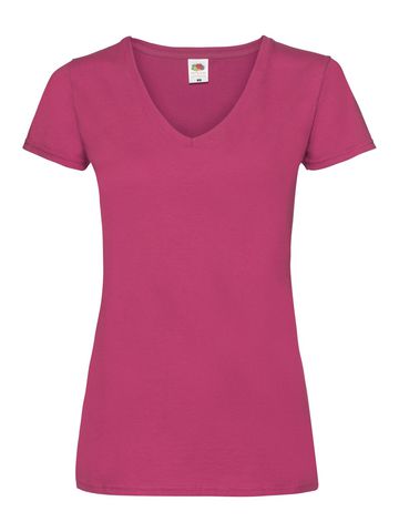 Dames T-shirt met V-hals van Valueweight-kwaliteit - 57 - Fuchsia
