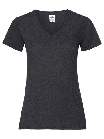 Dames T-shirt met V-hals van Valueweight-kwaliteit - HD - Donkergrijs gemêleerd
