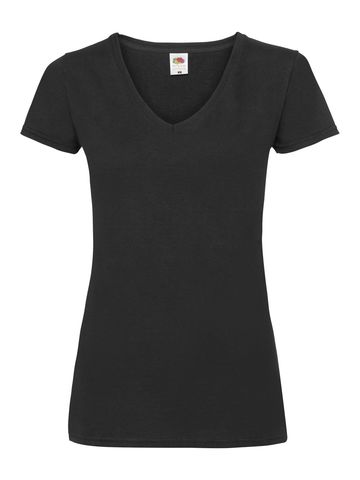 Dames T-shirt met V-hals van Valueweight-kwaliteit - 36 - Zwart