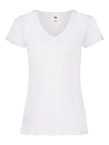 Dames T-shirt met V-hals van Valueweight-kwaliteit - 30 - Wit
