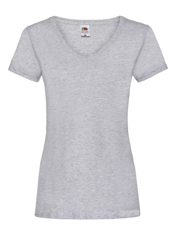 Dames T-shirt met V-hals van Valueweight-kwaliteit - 94 - Heather Grey