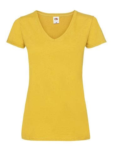 Dames T-shirt met V-hals van Valueweight-kwaliteit - 34 - Zonnebloem