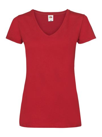 Dames T-shirt met V-hals van Valueweight-kwaliteit - 40 - Rood