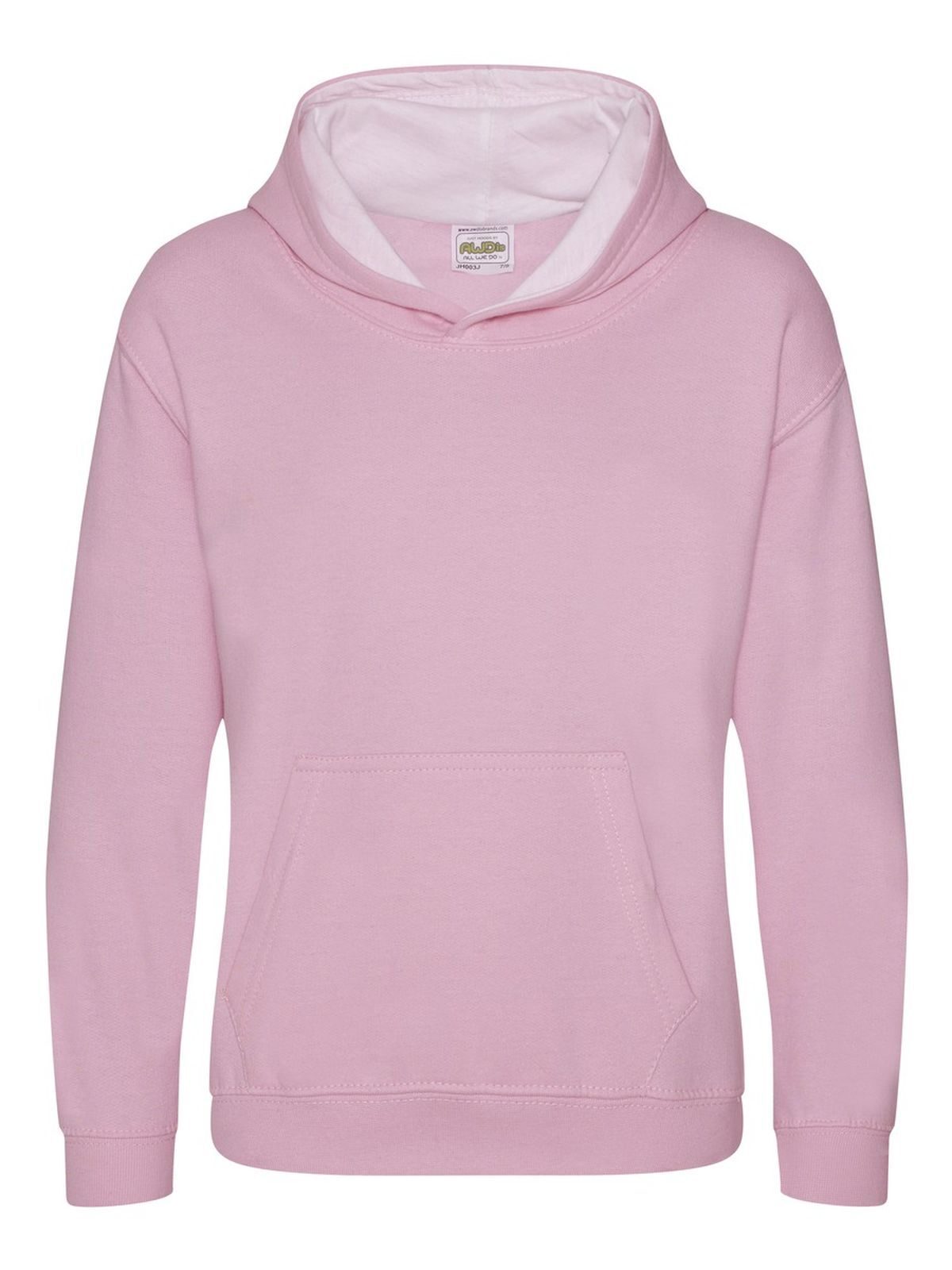 Kinderhoodie in varsitystijl - BPK/ARW - BABY ROZE/ARCTISCH WIT