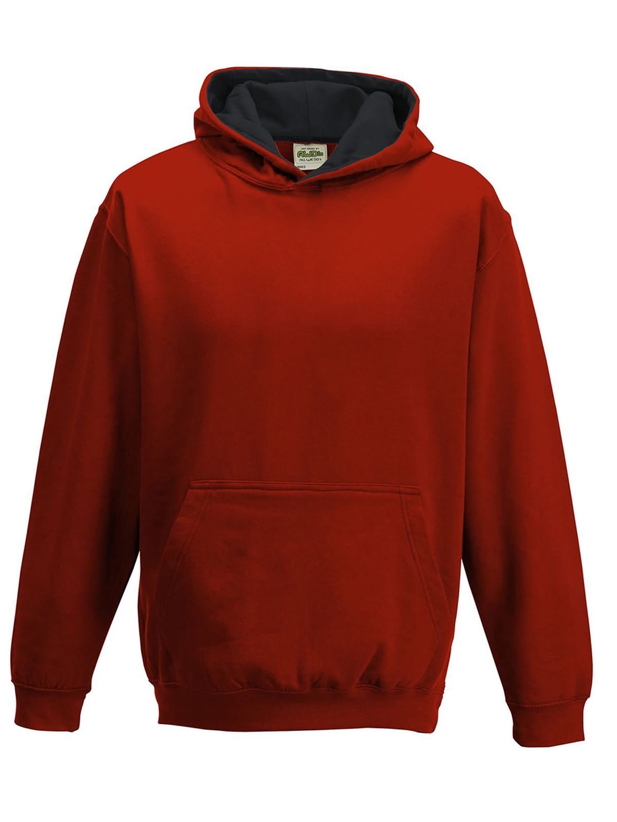 Kinderhoodie in varsitystijl - FIRJBL - VUURROOD/GIETZWART