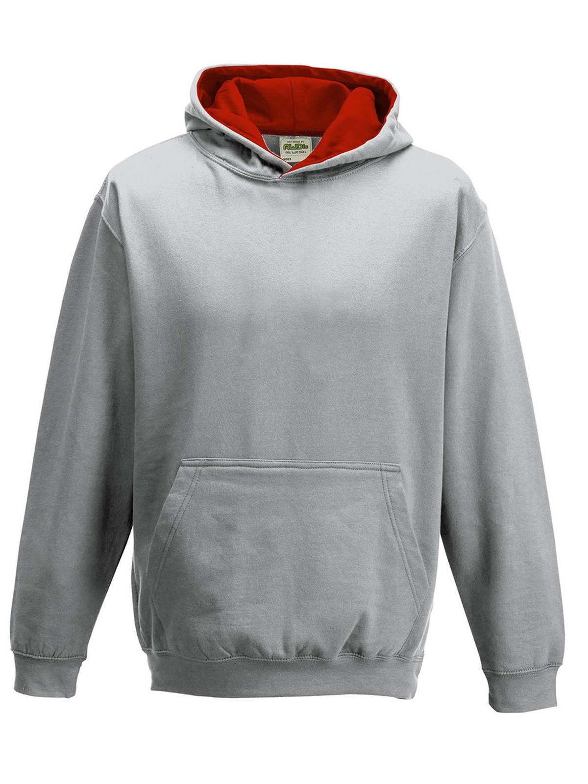 Kinderhoodie in varsitystijl - HGRFIR - HEIDEGRIJS/VUURROOD