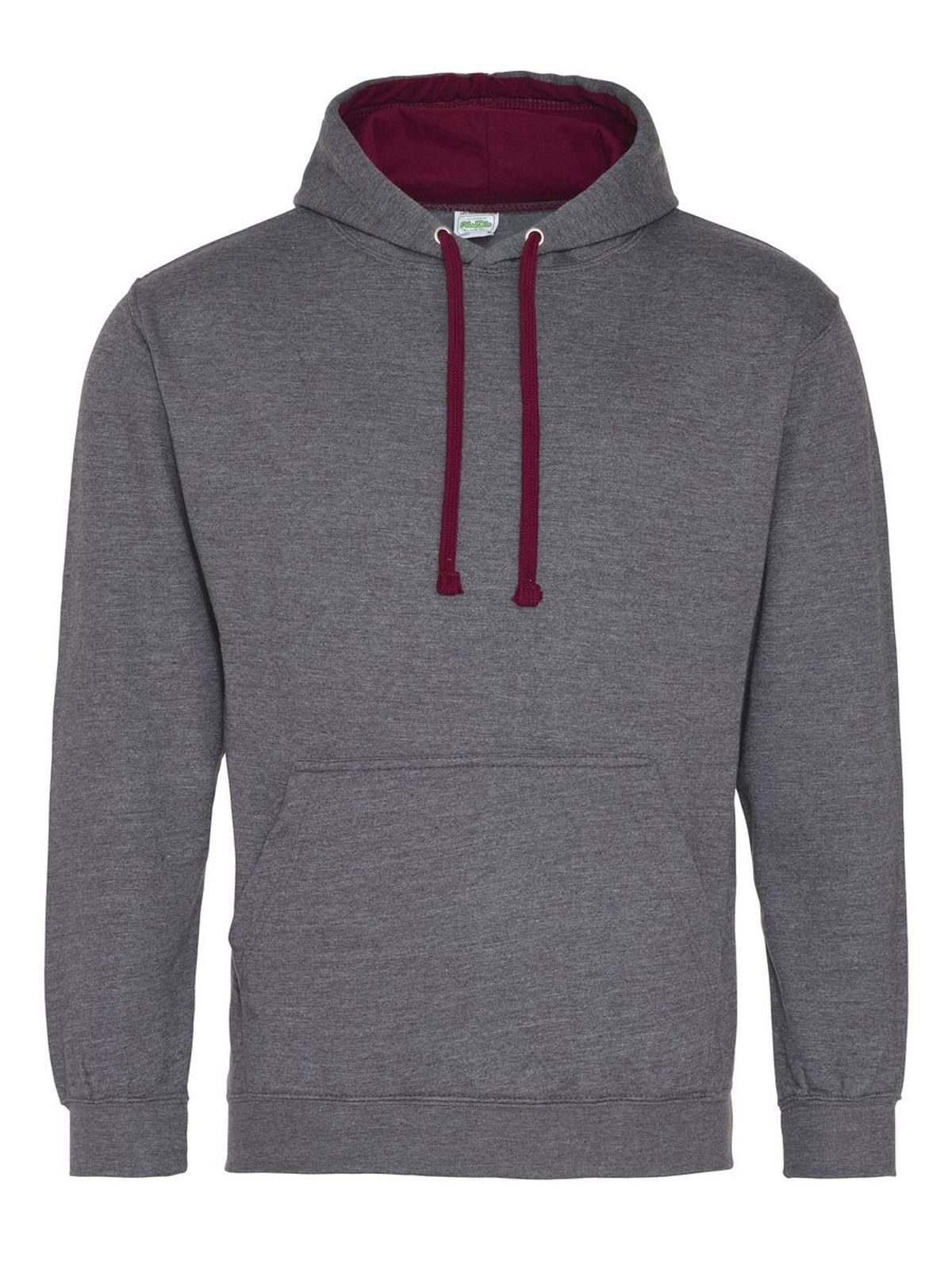 Sweat à capuche bicolore - CHA/BUR - CHARBON/BORDEAUX