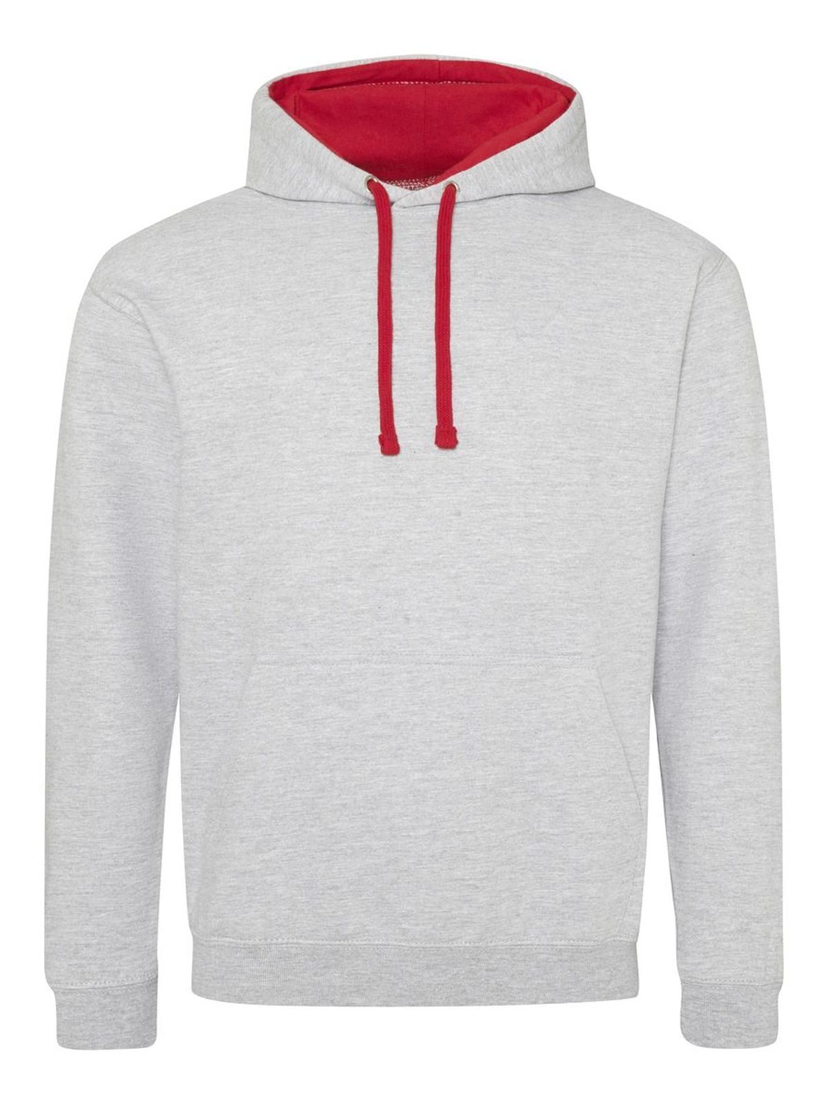 Sweat à capuche bicolore - HGRFIR - GRIS BRUYÈRE/ROUGE FEU
