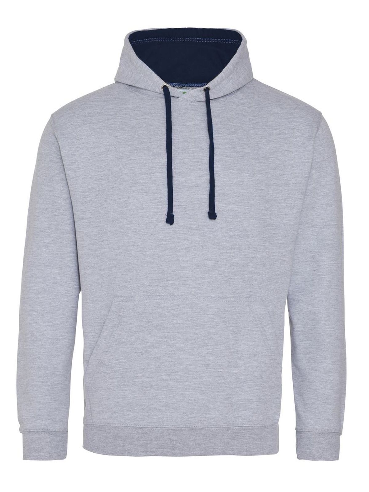 Sweat à capuche bicolore - HGRFNA - GRIS CHINÉ/MARINE FRANÇAISE