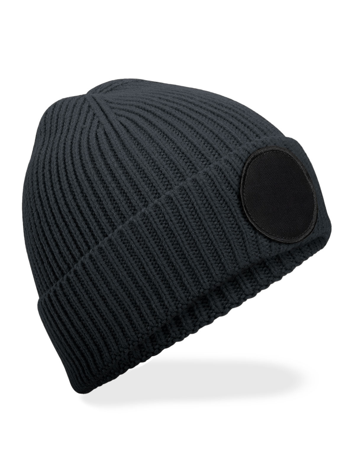 Ronde modieuze patch muts - GPHB - Grafietgrijs/Zwart