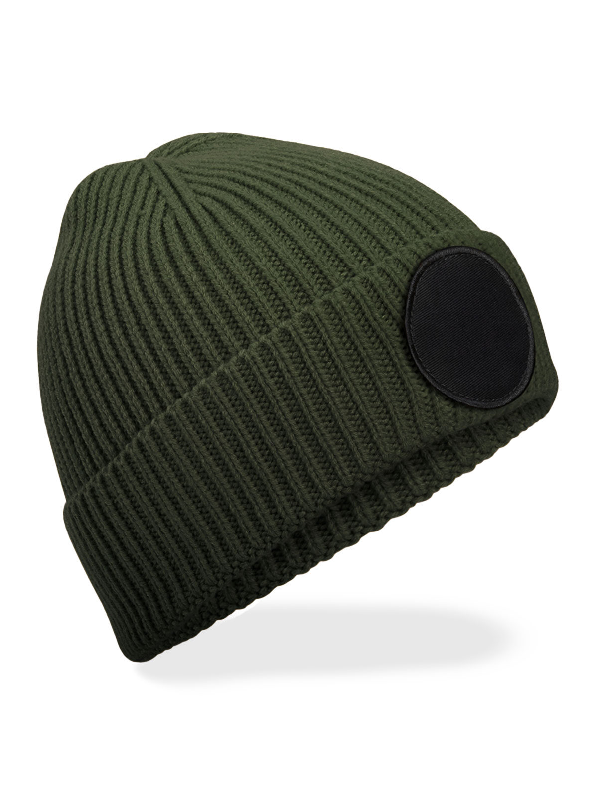 Ronde modieuze patch muts - OLIB - Olijfgroen/zwart