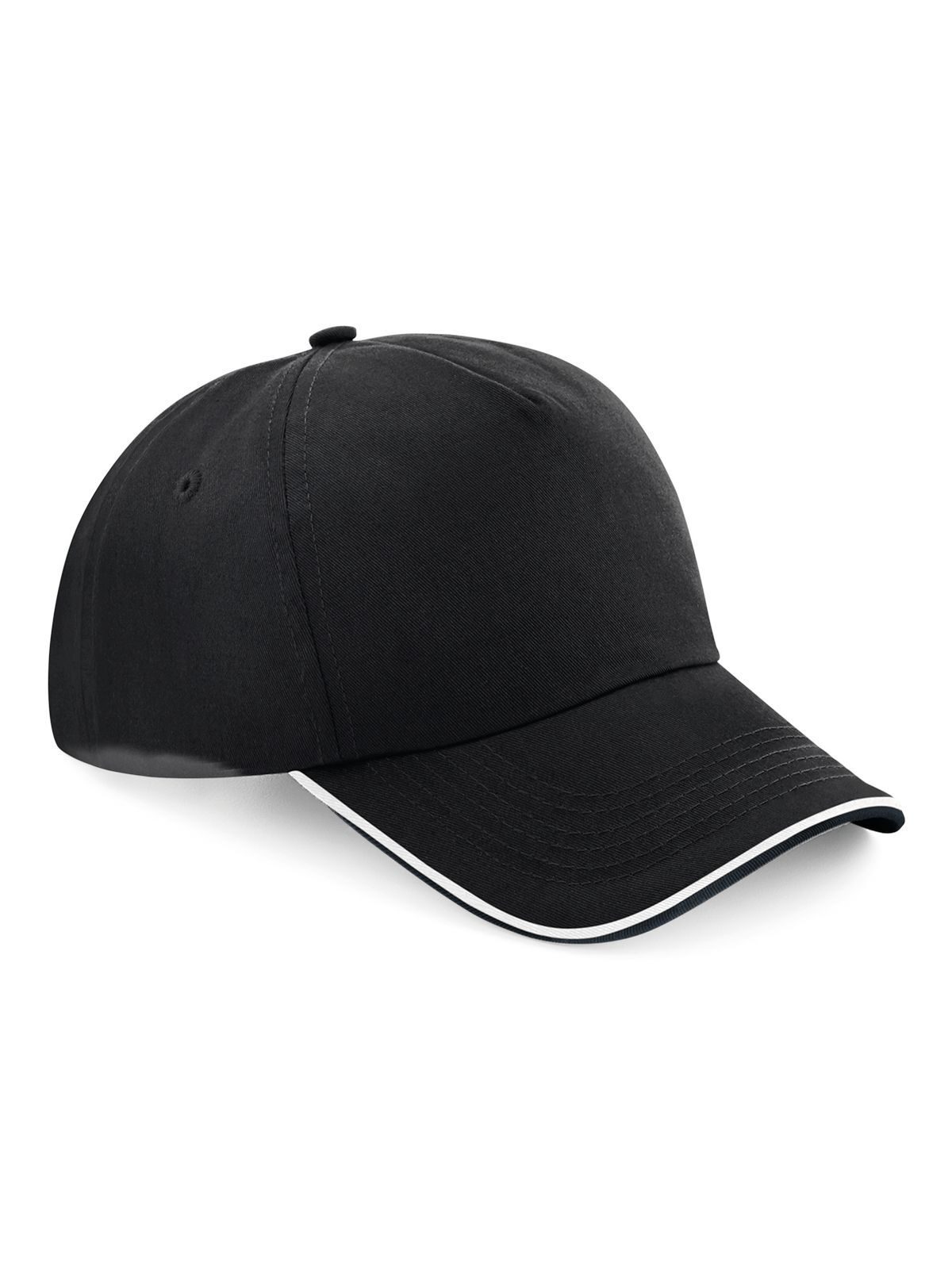 Authentieke 5-panel pet - Afgewerkte klep - BLKW - Zwart/wit