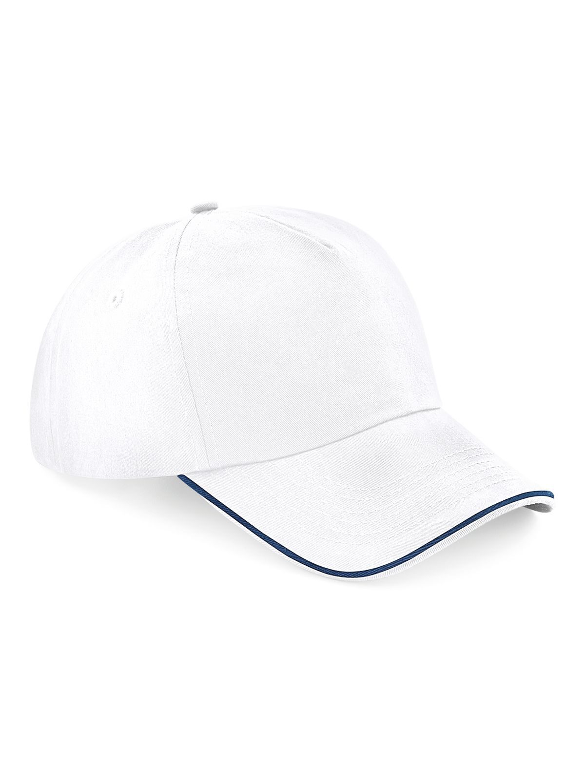Authentieke 5-panel pet - Afgewerkte klep - WHIF - Wit/Frans marineblauw